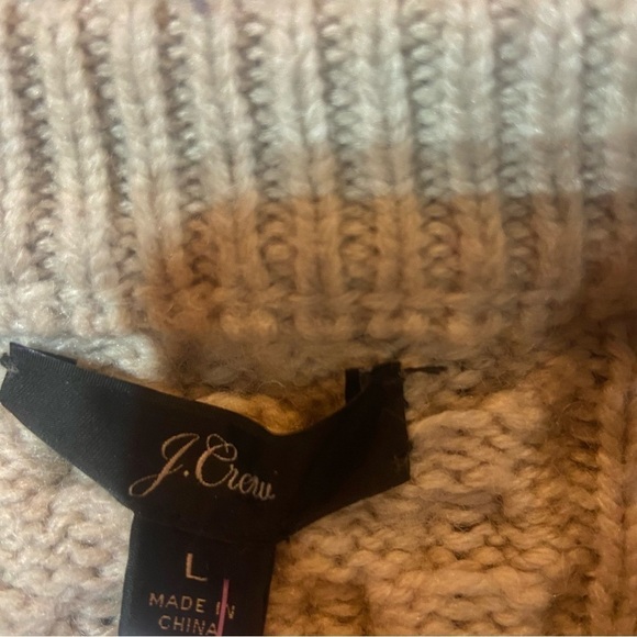 J Crew Popcorn cable-knit sweater Sz L Pebble - Picture 8 of 8